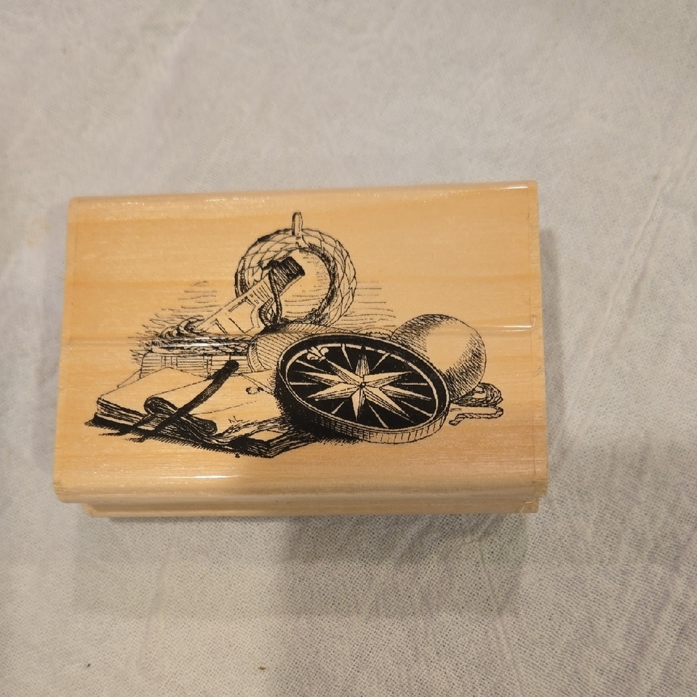 Nautical Wooden Keepsake Box Wooden Stamp. Not Used